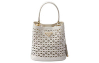 PRADA Panier Leather Shoulder Bag Crossbody Bag Handbag Mini Women's White