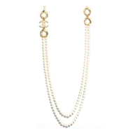 CHANEL Metal Glass Pearl Crystal Necklaces Women's White