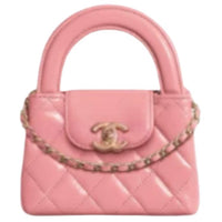 CHANEL Calfskin Handbag Women's Light Pink Red