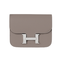 HERMES Constance Slim Epsom Leather Clutch Fanny Pack Wallet Women's Elephant Gray
