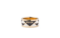 PRADA Metal Enamel Rings Women's Black