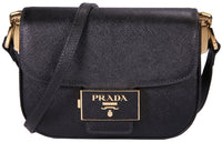 PRADA Cow Leather Crossbody Bag, Shoulder Bag Women's Black