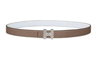 HERMES Garden Party Silver Buckle Epsom Calfskin Double-Sided Leather Belt Women's Brown Width: 2.4cm