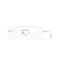 CHANEL Titanium Alloy Aviator Eyeglass Frames Unisex Silver