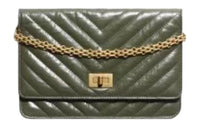 CHANEL WOC Leather Shoulder Bag Crossbody Bag Women's Green