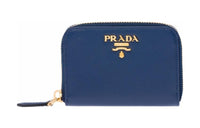 PRADA Cow Leather Coin Purses Wallets Women's Blue