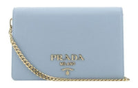 PRADA Leather Clutches Crossbody Bag Shoulder Bag Women's Light Blue