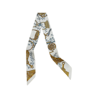 HERMES Mulberry Silk Silk Scarves Men's White/Blue Gray/Burnished Gold