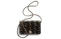 CHANEL Sequins Metal Wallets Shoulder Bag Crossbody Bag Women's Black/Gold