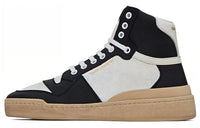 SAINT LAURENT Mid Top Stylish Skateboarding Shoes Women's Black White Distressed Style