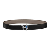 HERMES Double-Sided Design Calfskin Leather Belts Men's Black Width: 3.2cm