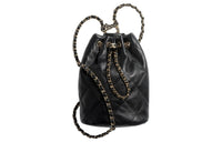 CHANEL Shiny Lambskin Backpack Women's Black