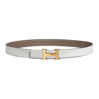 HERMES Metal Calfskin Gold-Plated Leather Belts Women's White Width 2.4CM