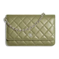 CHANEL Lambskin Shoulder Bag Crossbody Bag Mini Women's Green