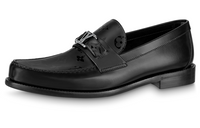 LOUIS VUITTON Major Loafers Men's Silver Logo Black