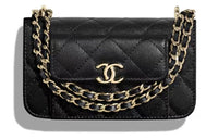 CHANEL Grained Embossed Cow Leather Handheld Shoulder Bag Crossbody Bag Mini Women's Black