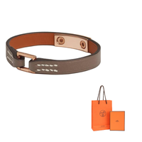 HERMES Calfskin Bracelets Women's Elephant Gray