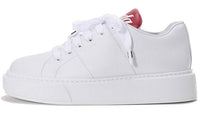 PRADA Leather Platform Sneakers 'White With Red Tongue' Women's
