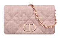 DIOR Caro Linen Fabric Handheld Shoulder Bag, Crossbody Bag Regular Women's Pink