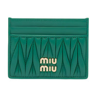 MIU MIU Matelassé Nappa Leather Card Clip Card Holder Women's Green