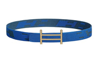 HERMES Nylon Mesh Double-Sided Belt Leather Belts Men's French Blue/Indigo Width: 3.2cm