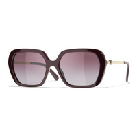 CHANEL Acetate Metal Square Sunglasses Unisex Burgundy