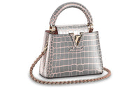 LOUIS VUITTON Capucines Crocodile Leather Capusin Shoulder Crossbody Handbag Extra Mini Women's Silver