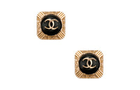 CHANEL Stud Earrings Women's Gold Black