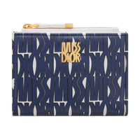 DIOR Calfskin Wallet Women's White & Blue