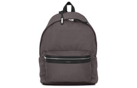 SAINT LAURENT City Canvas Patchwork Leather Backpack Men's Dark Gray & Black