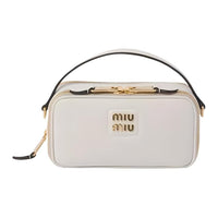 MIU MIU Soft Leather Portable Crossbody Bag Shoulder Bag Women's White