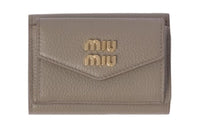 MIU MIU Leather Wallet Small Size Women's Clay Gray