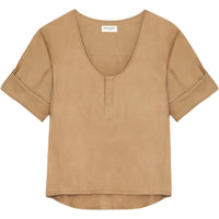 SAINT LAURENT Henley U-Neck Blouse