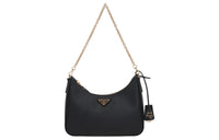 PRADA Leather With Calfskin Portable Crossbody Bag, Shoulder Bag Women's Black