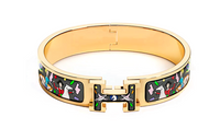 HERMES Enamel Gold-Plated Hardware Accessories Bangles Women's Gold