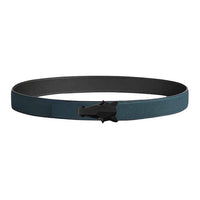HERMES Calfskin Leather Belts Unisex Black/Lake Blue Width  3.2cm