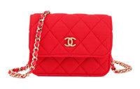 CHANEL Fabric Shoulder Bag, Crossbody Bag Mini Women's Red