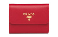 PRADA Saffiano Leather Wallet Trumpets Women's Red