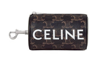 CELINE Canvas Cow Leather Patchwork Cylinder Wallet Mini Men's Black