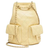 CHANEL Lambskin Backpack Women's Yellow