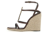 SAINT LAURENT Zeppe Cassandra One Strap Sandals Women's Tan