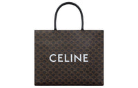 CELINE Cabas Leather Tote Bag Shopping Bag Handbag Men's Black