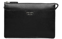PRADA Saffiano Cow Leather Clutch Men's Black