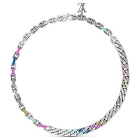 LOUIS VUITTON Rhinestone Necklaces Men's Silver