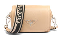 PRADA Leather Crossbody Bag Shoulder Bag Women's Sand