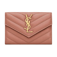 SAINT LAURENT CASSANDRE Sheepskin Wallet Women's Light Pink