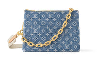 LOUIS VUITTON Coussin Denim Shoulder Bag Crossbody Bag Small Size Women's Denim Blue