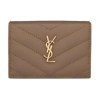 SAINT LAURENT Cow Leather Wallet Trumpets Women's Taupe