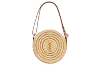 SAINT LAURENT Raffia Cow Leather Patchwork Shoulder Bag Crossbody Bag Handbag Women's Natural