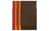 HERMES Knit Scarves Men Tree Bark Color/Orange/Yellow